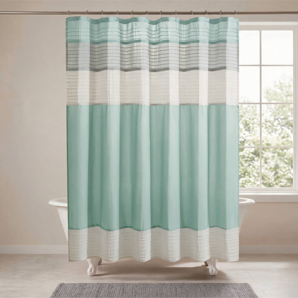 Amherst Faux Silk Shower Curtain - Aqua