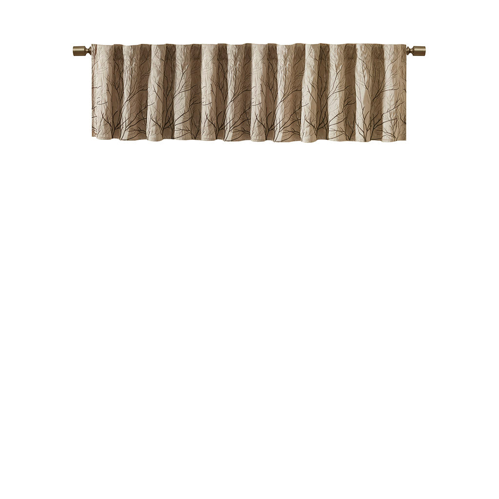 Andora Faux Silk Embroidered Window Valance - Tan