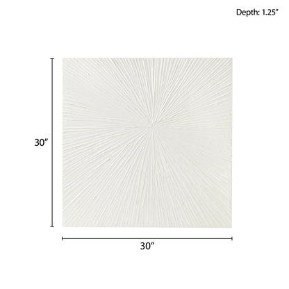 Sunburst Hand Painted Dimensional Resin Wall Art - White
