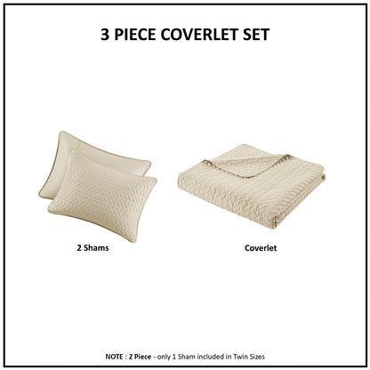Velvet Touch 3 Piece Luxurious Oversized Quilt Set - Linen