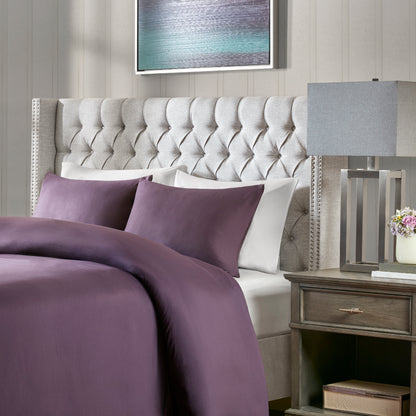 Amelia Upholstered Wingback Headboard with Button Tufting & Nailhead Trim - Grey
