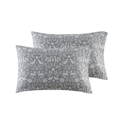 Oversized Cotton Flannel 4 Piece Sheet Set - Sage Winter Fauna