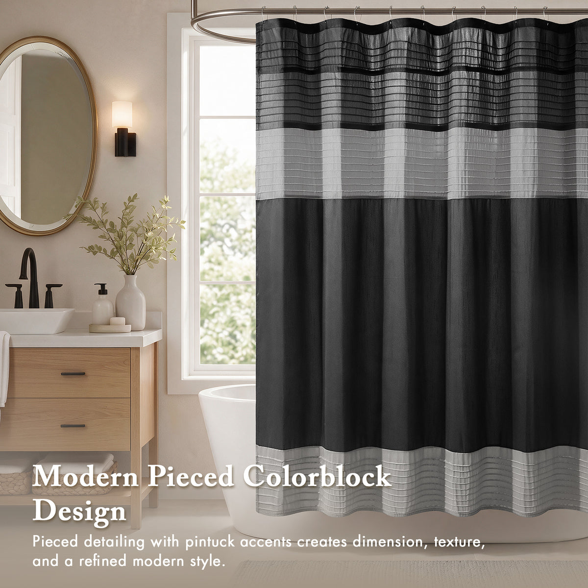 Amherst Faux Silk Shower Curtain - Black