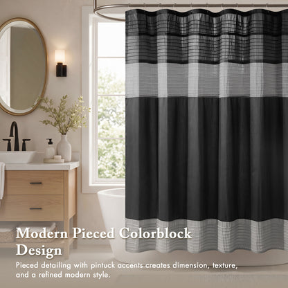 Amherst Faux Silk Shower Curtain - Black