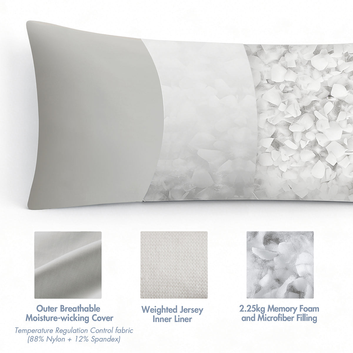 Lumi cooling body pillow - Light Grey
