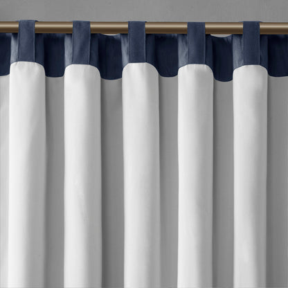 Andora Faux Silk Embroidered Window Valance - Navy