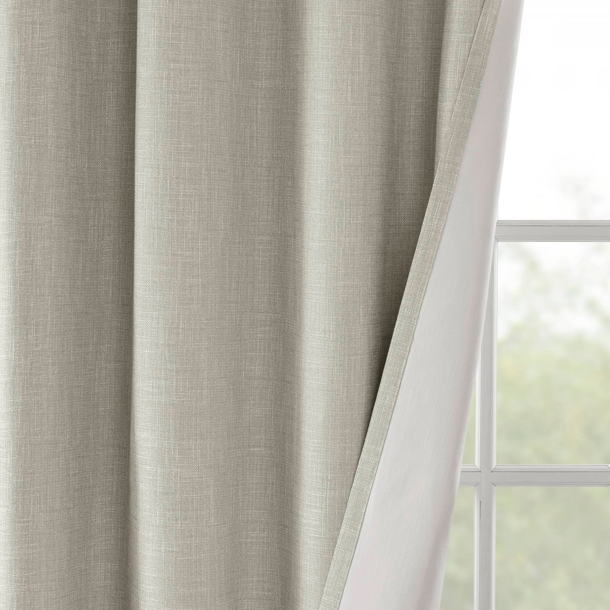 Maya Printed Heathered Blackout Grommet Top Curtain Panel - Taupe