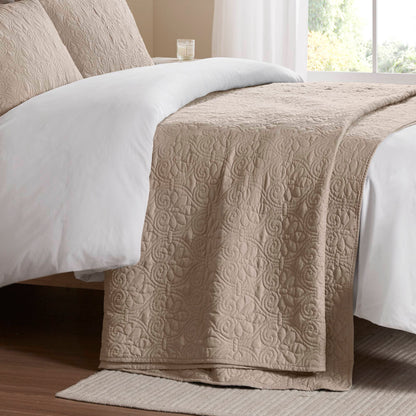 Quebec Reversible Bedspread Set - Khaki