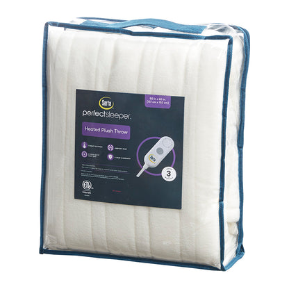 Fleece to Sherpa Heated Throw - Ivory