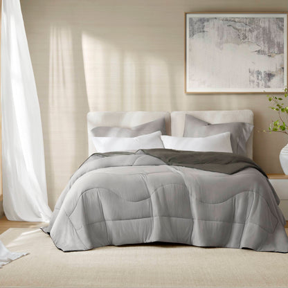 Cooling Reversible Tencel Comforter Blanket - Gray