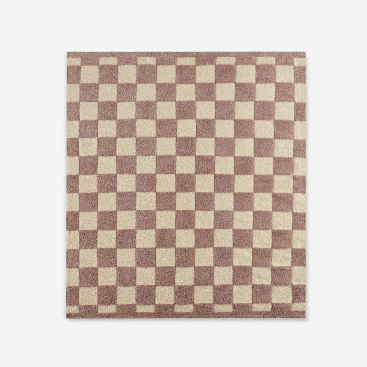 Checkerboard Feathersoft Fur Knit Throw - Brown
