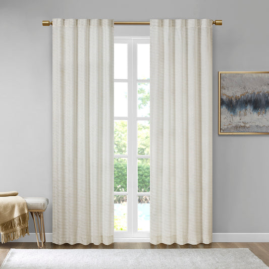 Colt Room Darkening Poly Velvet Rod Pocket/Back Tab Curtain Panel Pair - White/Gold
