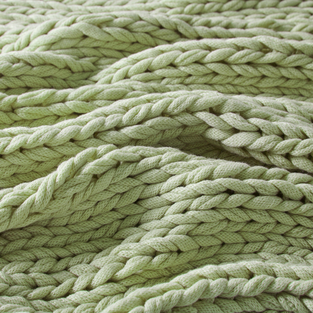 Chunky Double Knit Handmade Throw Blanket - Sage Green