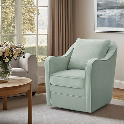 Brianne Upholstered Swivel Curved Armchair - Light Green