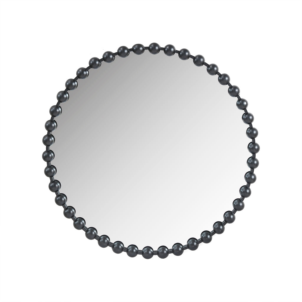 Marlowe Beaded Round Wall Mirror - Black