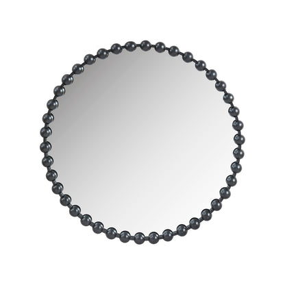 Marlowe Beaded Round Wall Mirror - Black
