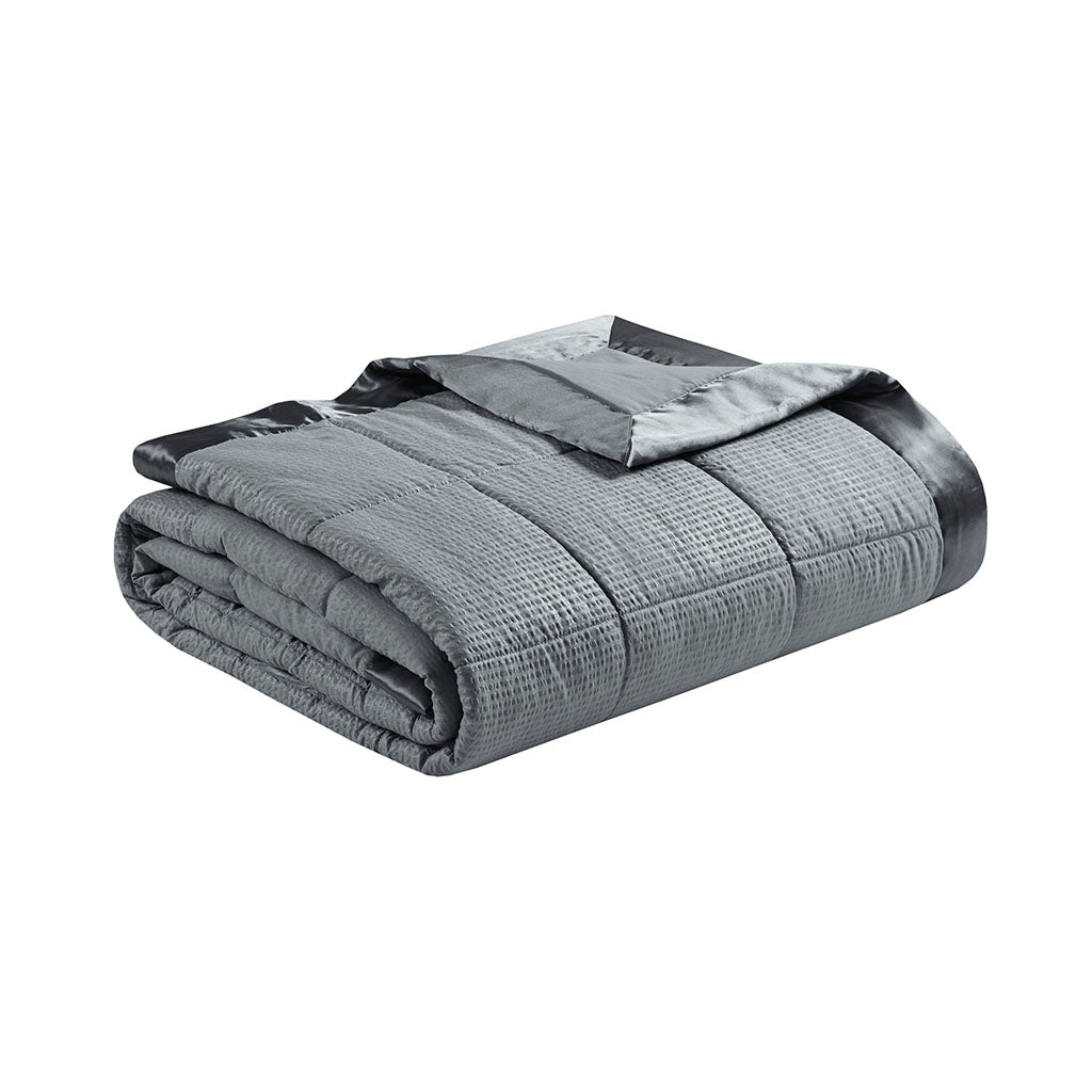 Cambria Oversized Down Alternative Blanket with Satin Trim - Charcoal