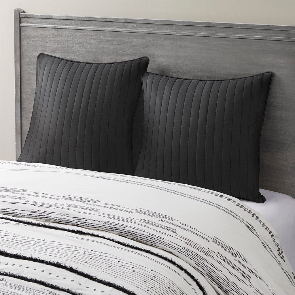 Camila Cotton Quilted Euro Sham - Black