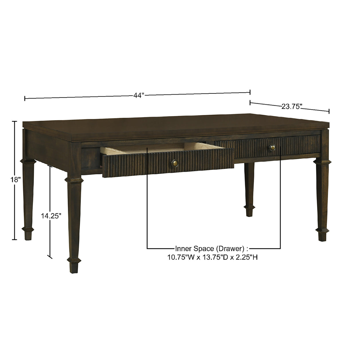 Kenna Fluted 2-drawer Coffee Table - Brown