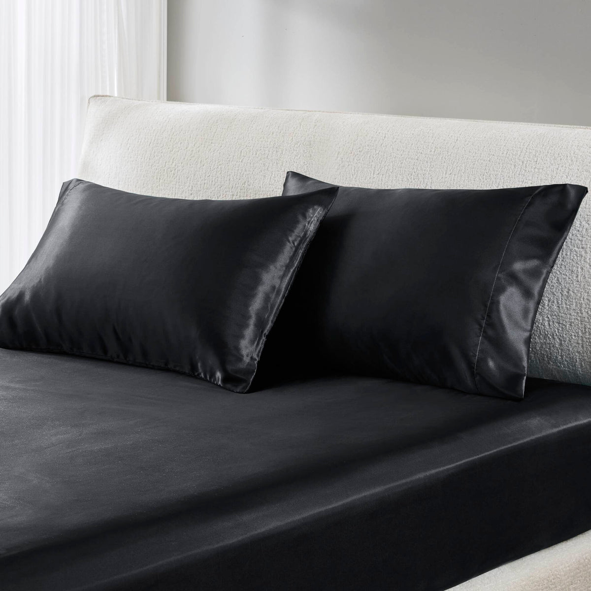 Satin Luxury 2 PC Pillowcases - Black