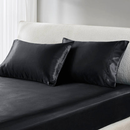 Satin Luxury 2 PC Pillowcases - Black