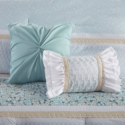 Caralie 5 Piece Seersucker Comforter Set with Throw Pillows - Aqua