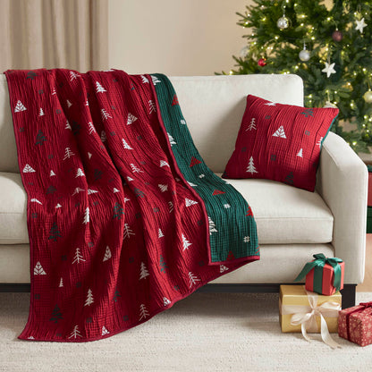 Winter 2 Pieces Throw Set - Red