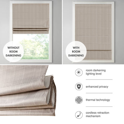 Galen Basketweave Cordless Roman Shade Collection - Taupe