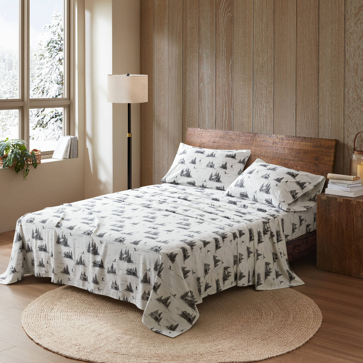 Cotton Flannel Sheet Set - Ski Cabin