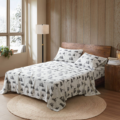 Cotton Flannel Sheet Set - Ski Cabin