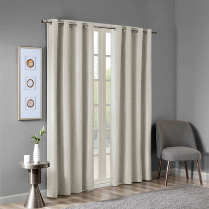 Maya Printed Heathered Blackout Grommet Top Curtain Panel - Taupe