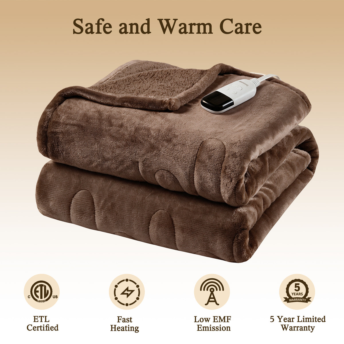 Heated Microlight to Berber Throw - Brown