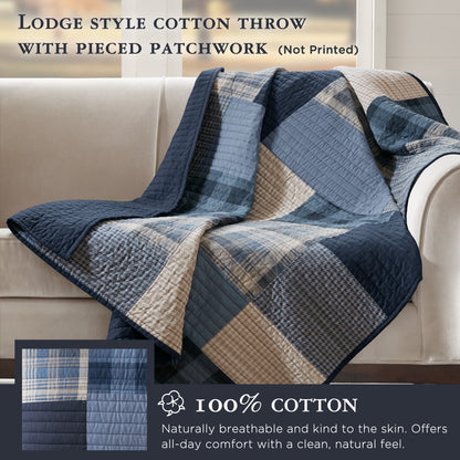 Winter Hills Quilted Throw - Blue