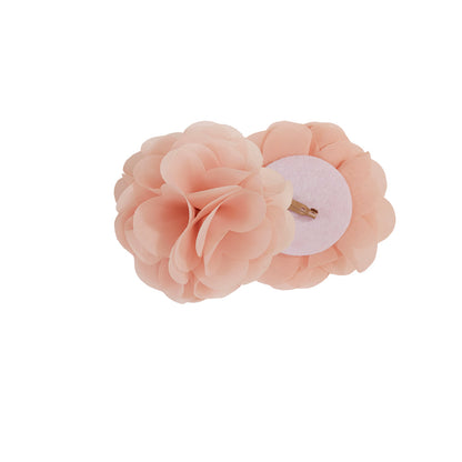 Rosette Floral Embellished Cuff Tab Top Solid Curtain Panel - Blush