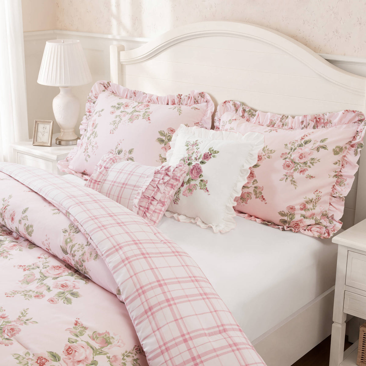 Elena Floral Comforter Set - Pink
