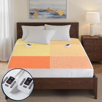Microfiber Zoned Heated Mattress Pad - White