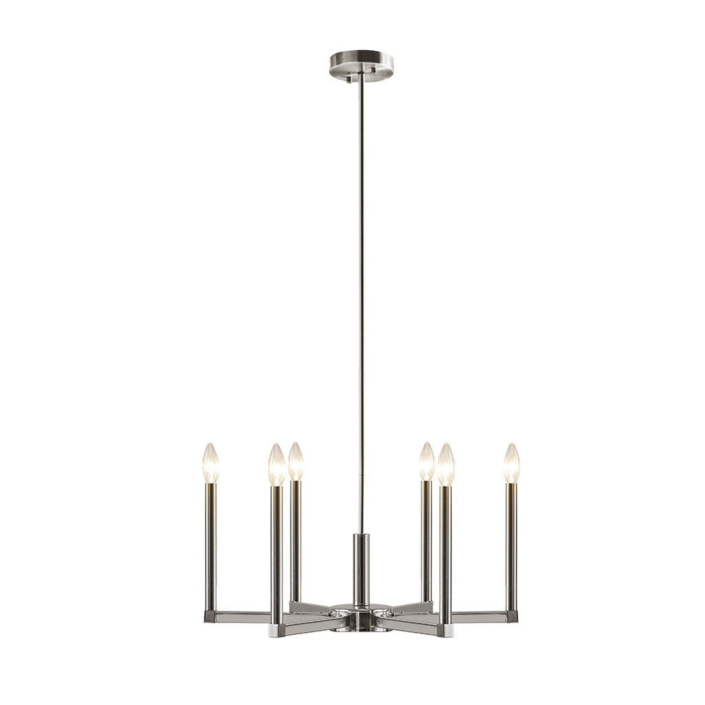 Renzetti 6-Light Contemporary Candelabra Styled Chandelier - Silver