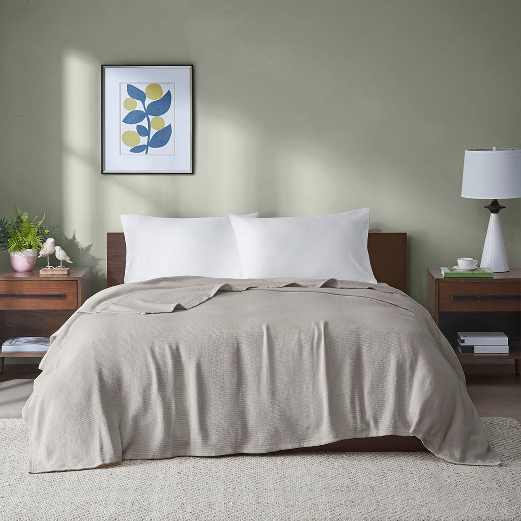 Freshspun Basketweave Cotton Blanket - Grey