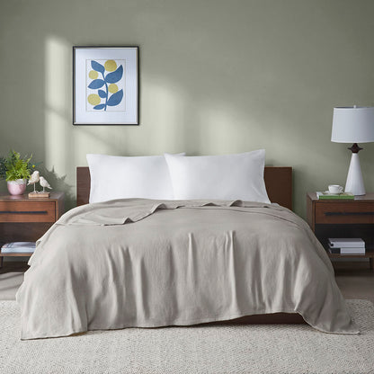 Freshspun Basketweave Cotton Blanket - Grey