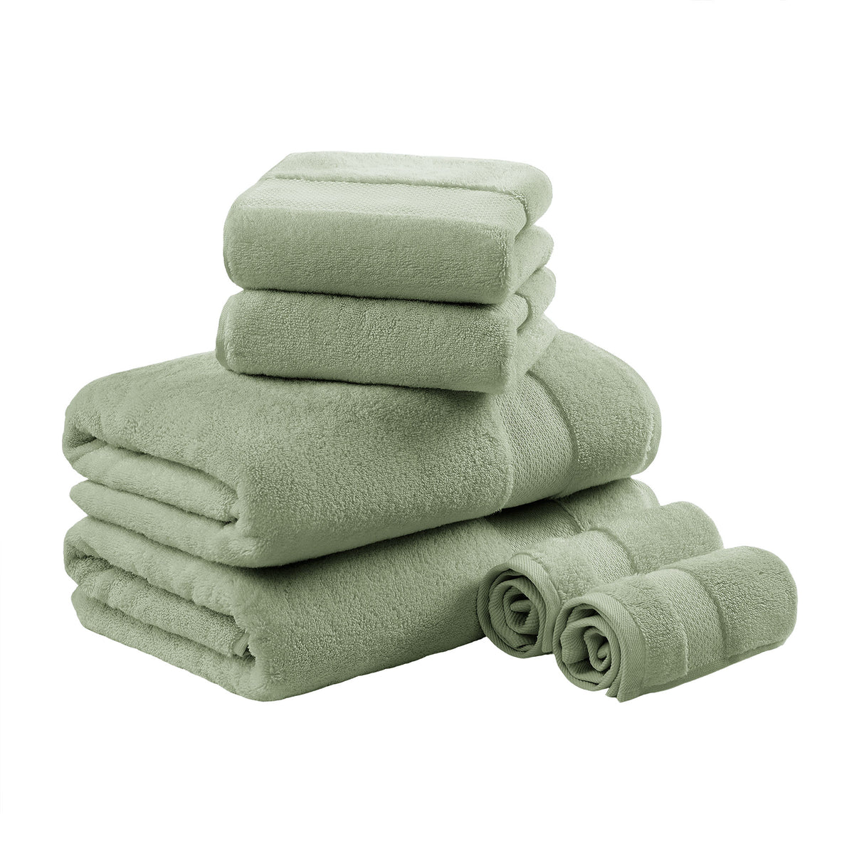 Turkish Cotton 6 Piece Bath Towel Set - Eucalyptus