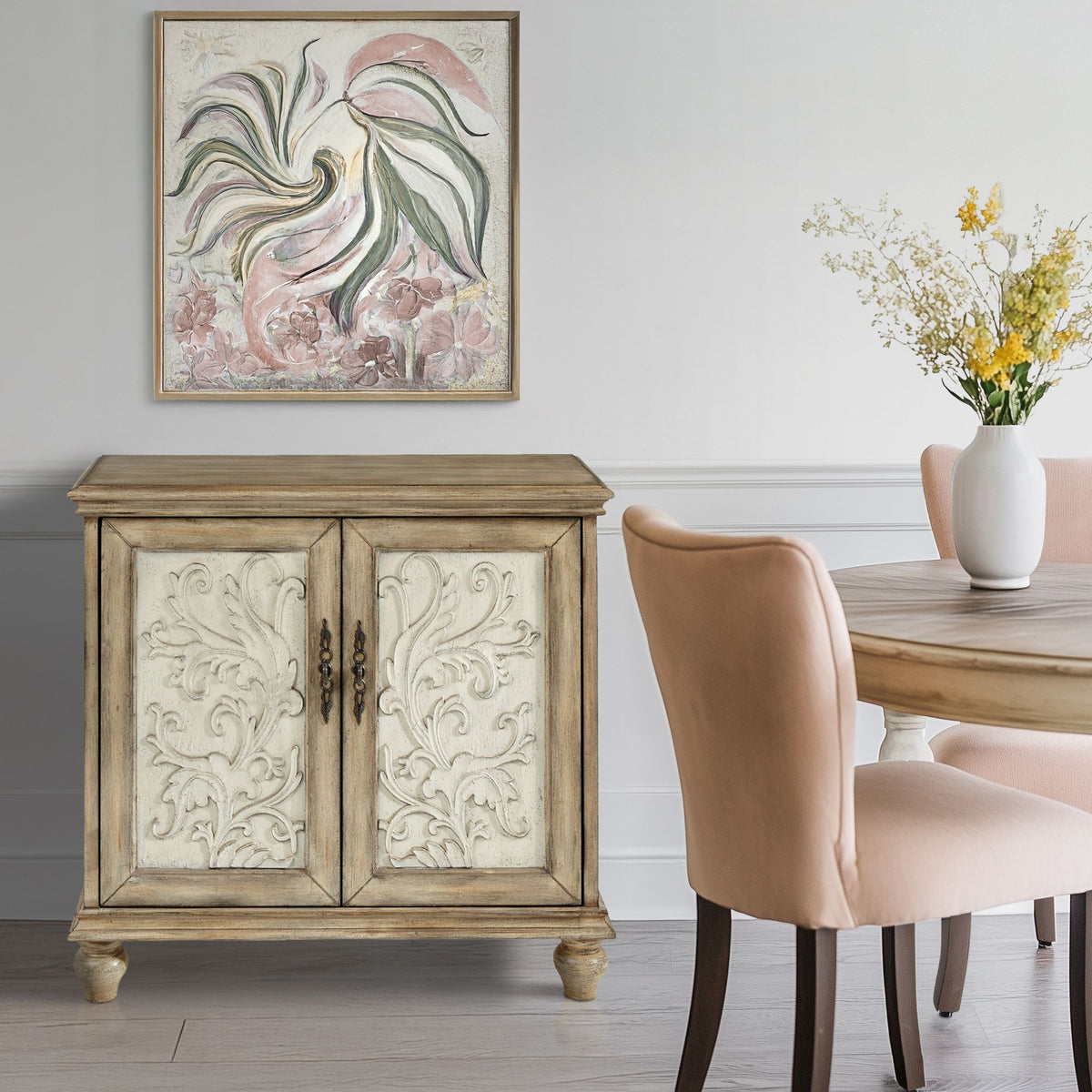 Driscoll 2-door carved wood storage cabinet - Reclaimed Natural