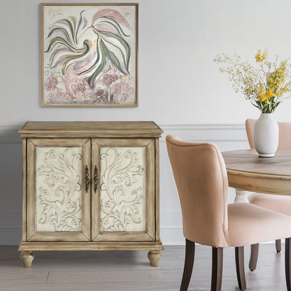 Driscoll 2-door carved wood storage cabinet - Reclaimed Natural
