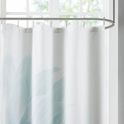 Norah Printed Floral Cotton Shower Curtain - Aqua