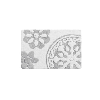 Casablanca Medallion Cotton Tufted Bath Rug - Grey