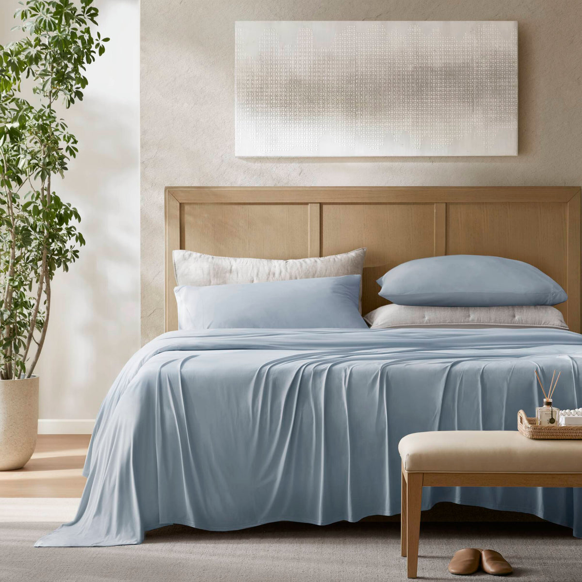 Cooling Stretch Jersey Sheet Set - Blue