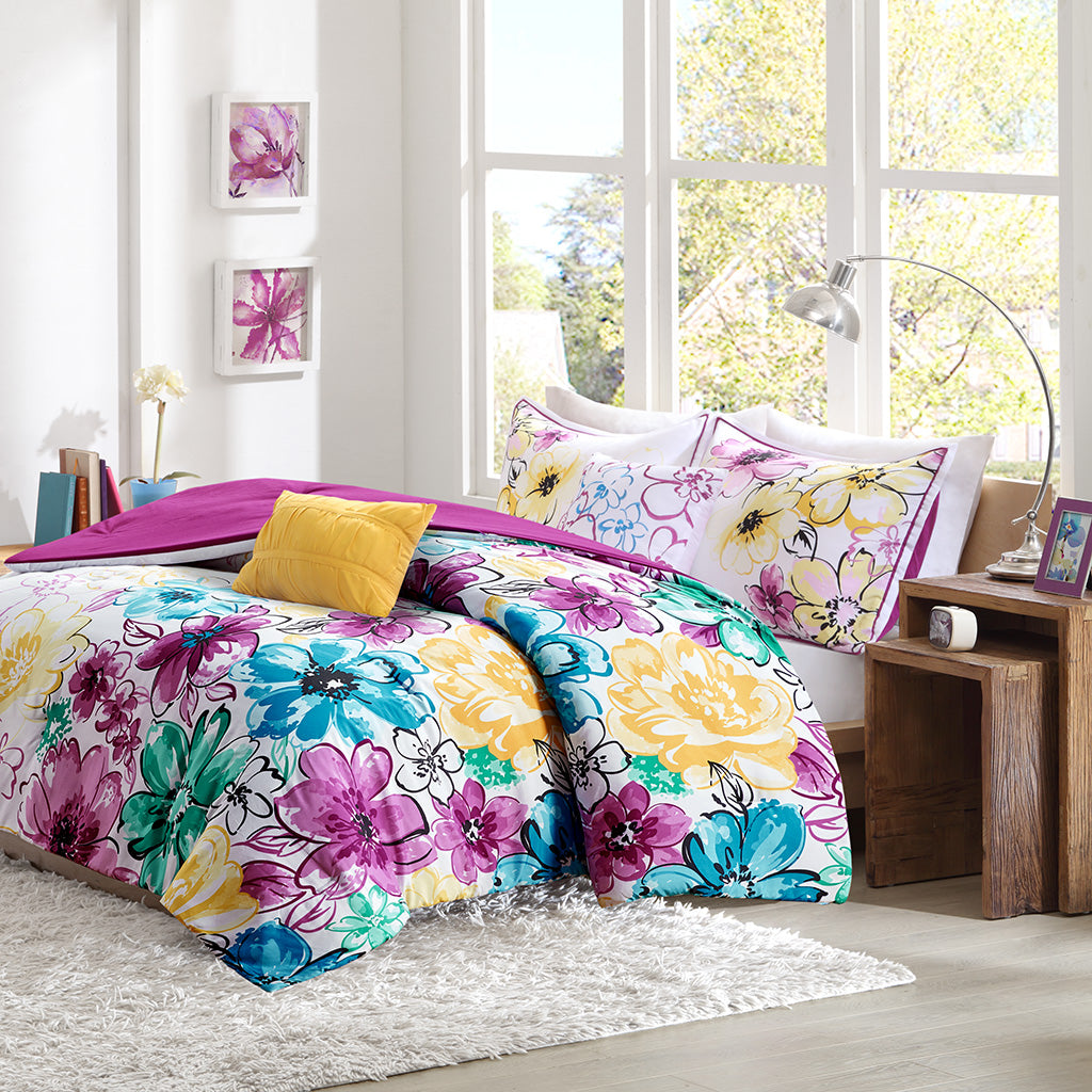 Olivia Floral Comforter Set - Blue