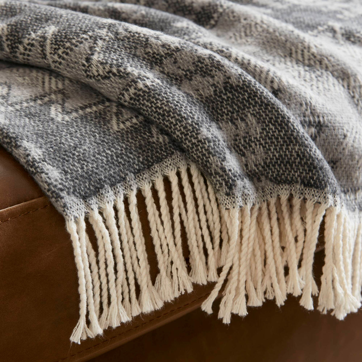 Alberta Cotton Blend Throw - Grey Aztec