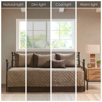 Boone 6 Piece Reversible Daybed Cover Set - Brown