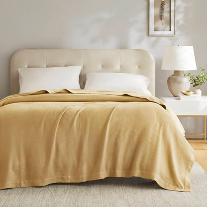 100% Certified Egyptian Cotton Blanket - Mustard
