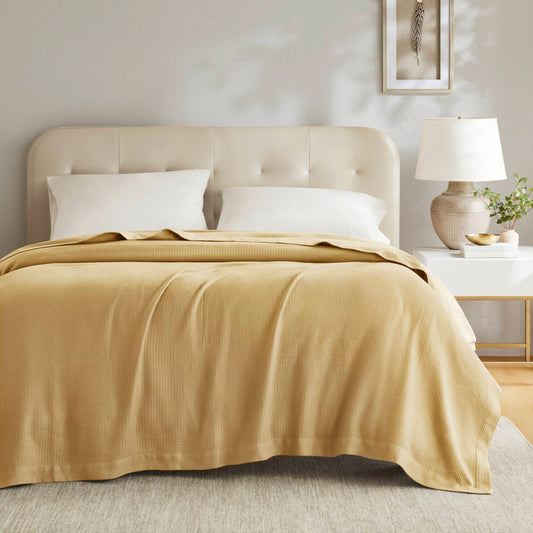 100% Certified Egyptian Cotton Blanket - Mustard